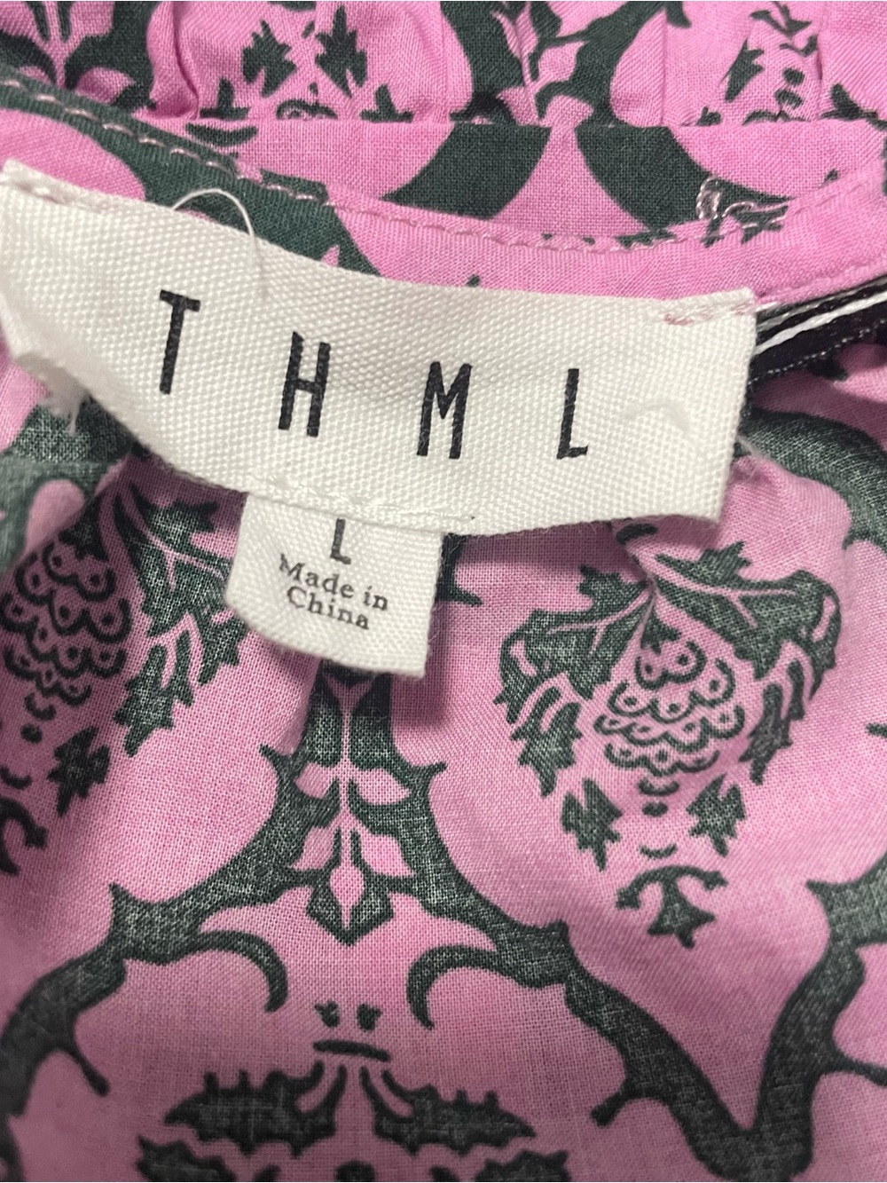 THML Pink and Green Patterned 100% Cotton Ruffle-Sleeve Dress - Picture 5 of 6